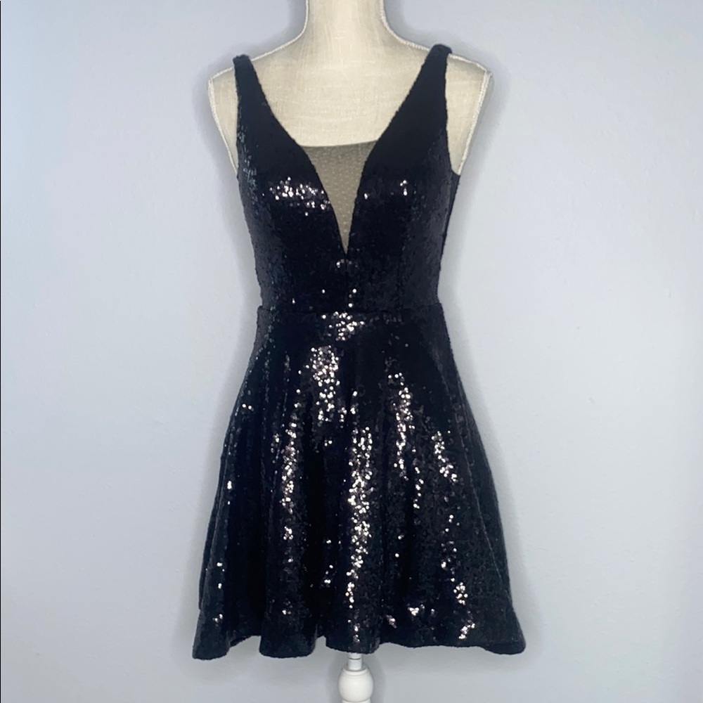 B. DARLIN  Elegant Black Sequin Cocktail Dress